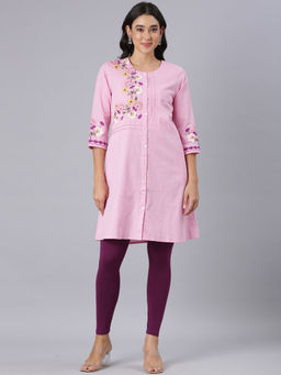 NEERU'S - Pink Casual Floral Straight Kurtis