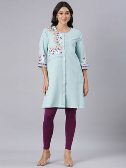 NEERU'S - Blue Casual Floral Straight Kurtis