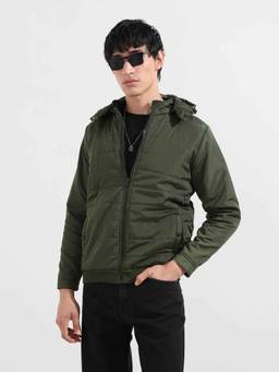 The Indian Garage Co - Olive Solid Full Sleeves Puffer Jacket
