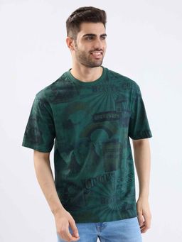 Spykar - Green Printed Half Sleeves T-Shirt