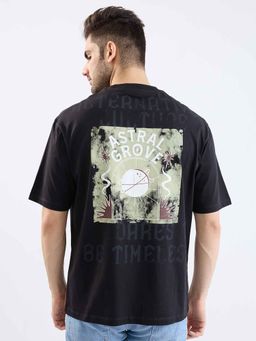 Spykar - Black Graphic Half Sleeves T-Shirt