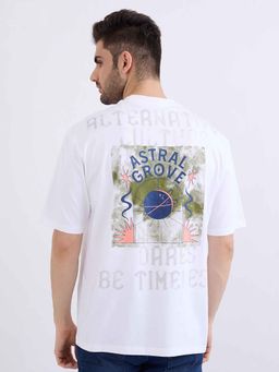 Spykar - White Graphic Half Sleeves T-Shirt
