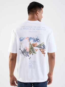 Spykar - White Graphic Half Sleeves T-Shirt