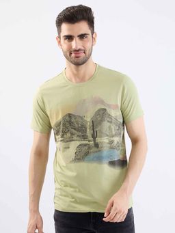 Spykar - Green Graphic Half Sleeves T-Shirt