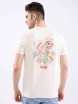 Spykar - Off White Graphic Half Sleeves T-Shirt