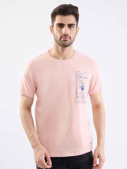 Spykar - Pink Printed Half Sleeves T-Shirt