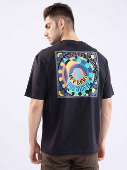 Spykar - Black Graphic Half Sleeves T-Shirt