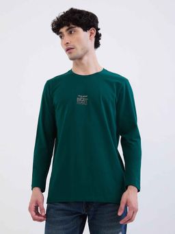 Spykar - Green Printed Full Sleeves T-Shirt
