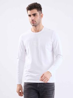 Spykar - White Typography Full Sleeves T-Shirt