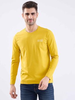 Spykar - Mustard Solid Full Sleeves T-Shirt