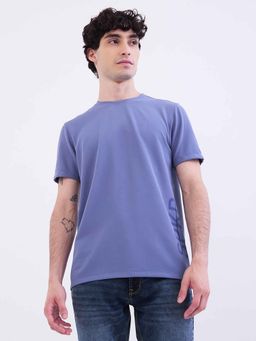 Spykar - Blue Textured Half Sleeves T-Shirt