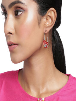 Accessher - Silver Plated Red Beaded Hoops For Women And Girls