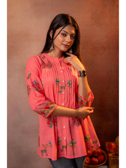Juniper - Coral Palm Pintuck Tunic