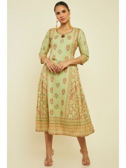 Soch - Women Olive Modal Floral Dress