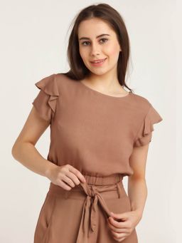 Zink London - Women Brown Terrain Bubble Top