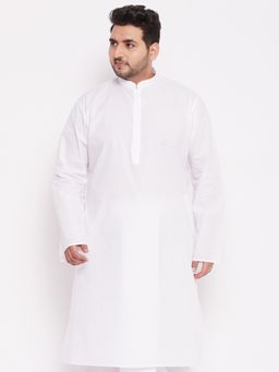 Vastramay Plus - Men White Cotton Kurta