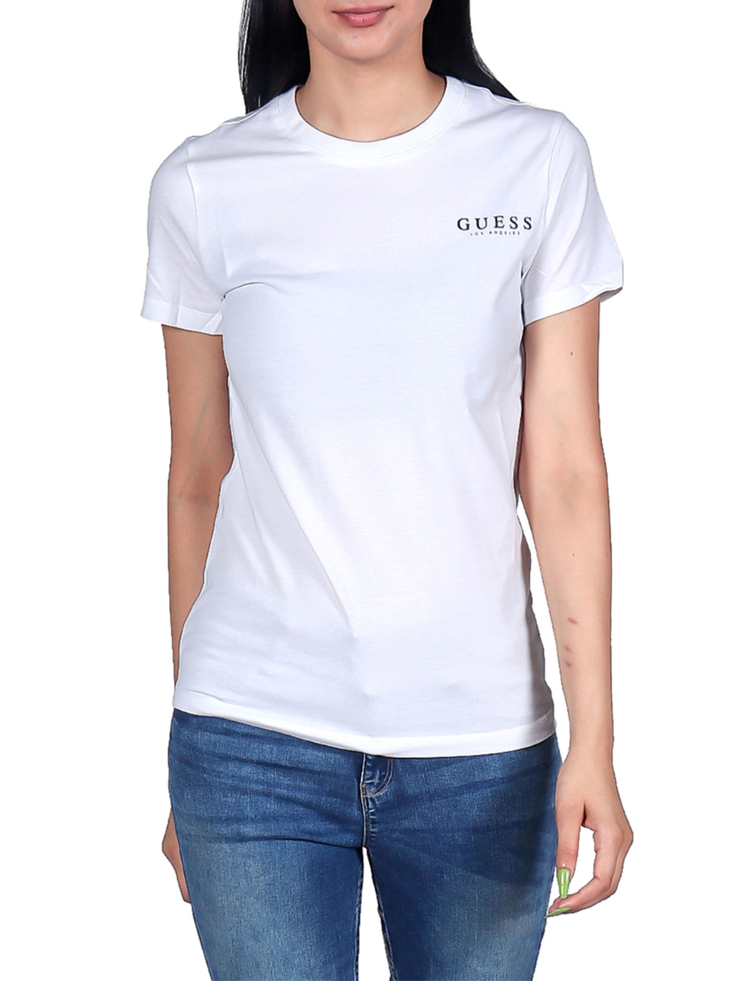 Guess Women White Round Neck T-Shirt 
