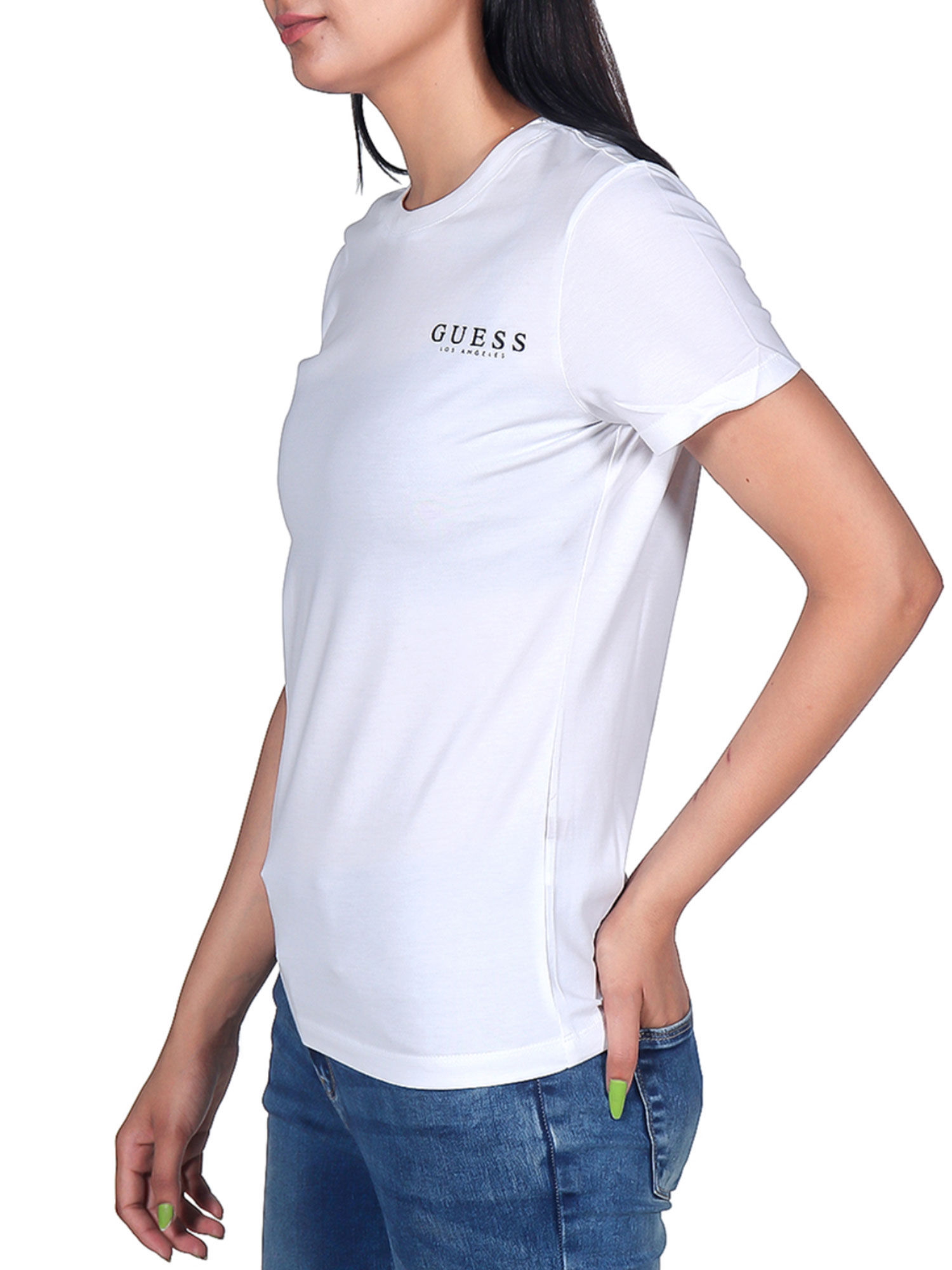 Guess Women White Round Neck T-Shirt 