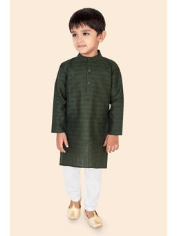 ETHNIKS NEURON - Boys Green Embellished/Sequined Kurta with Pyjama (Set of 2)