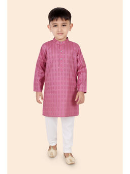 ETHNIKS NEURON - Boys Pink Stripes Kurta with Pyjama (Set of 2)