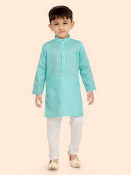 ETHNIKS NEURON - Boys Green Printed Kurta with Pyjama (Set of 2)