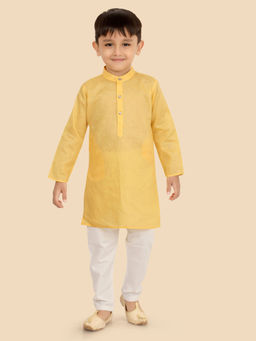 ETHNIKS NEURON - Boys Yellow Printed Kurta with Pyjama (Set of 2)