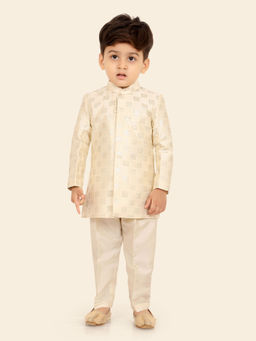 ETHNIKS NEURON - Boys Cream Woven Kurta with Pyjama (Set of 2)
