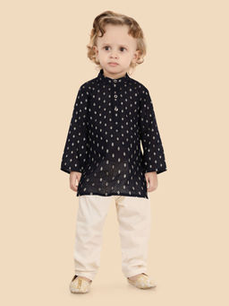 ETHNIKS NEURON - Boys Black Woven Kurta with Pyjama (Set of 2)