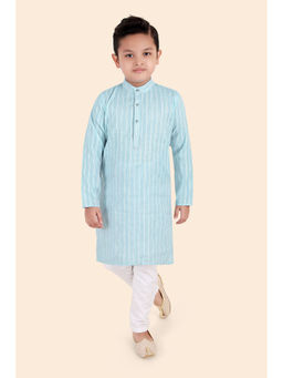 ETHNIKS NEURON - Boys Blue Stripes Kurta with Pyjama (Set of 2)