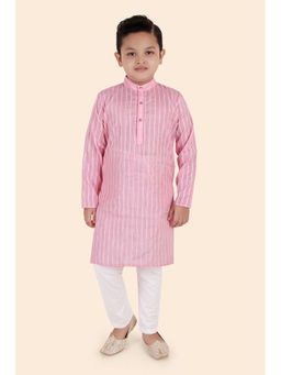 ETHNIKS NEURON - Boys Pink Stripes Kurta with Pyjama (Set of 2)