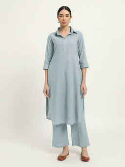 Thevasa - Women Grey Solid/Plain Kurta