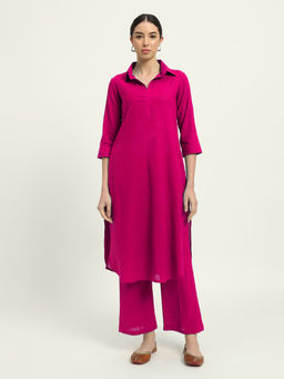 Thevasa - Women Pink Solid/Plain Kurta