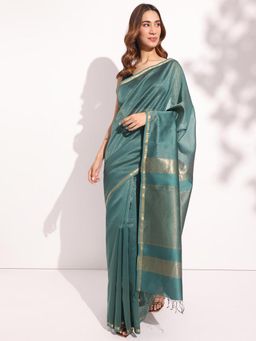 Fabindia - Green Cotton Silk Blend Sari