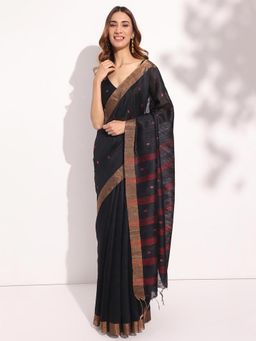Fabindia - Black Silk Blend Jamdani Sari
