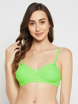 Clovia - Cotton Spandex Solid Non-Padded Full Cup Wire Free Everyday Bra - Light Green