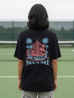 Nobero - Black Oversized Graphic T-Shirt