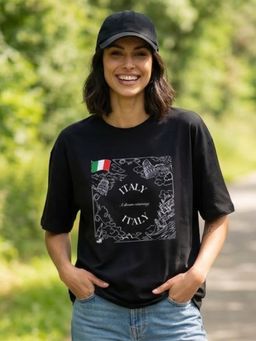 Nobero - Black Oversized Graphic T-Shirt