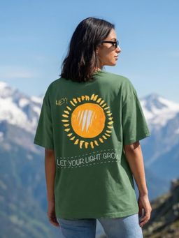 Nobero - Green Oversized Graphic T-Shirt