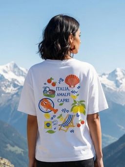 Nobero - White Oversized Graphic T-Shirt