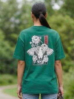 Nobero - Green Oversized Floral T-Shirt