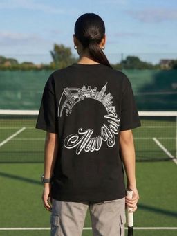 Nobero - Black Oversized Graphic T-Shirt