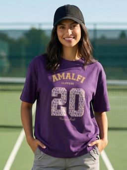 Nobero - Purple Oversized Typography T-Shirt