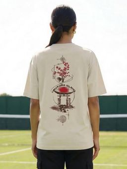 Nobero - Off White Oversized Graphic T-Shirt