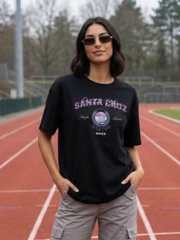 Nobero - Black Oversized Graphic T-Shirt