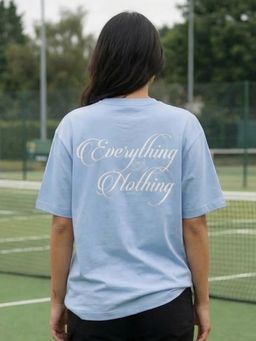 Nobero - Blue Oversized Printed T-Shirt