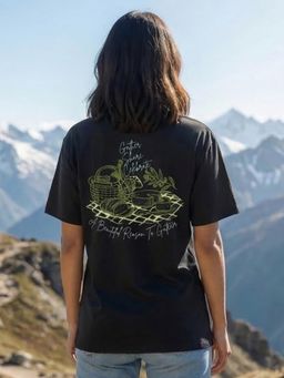 Nobero - Black Oversized Graphic T-Shirt