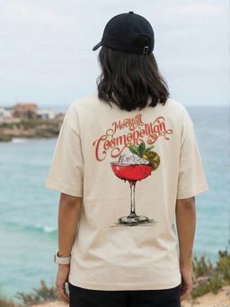 Nobero - Beige Oversized Graphic T-Shirt