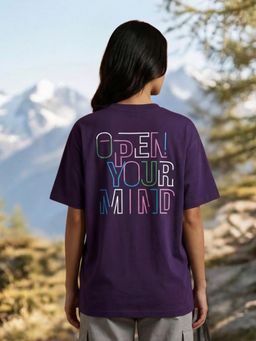 Nobero - Purple Oversized Typography T-Shirt