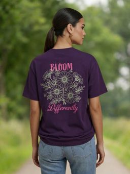 Nobero - Purple Oversized Floral T-Shirt