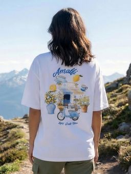 Nobero - White Oversized Graphic T-Shirt